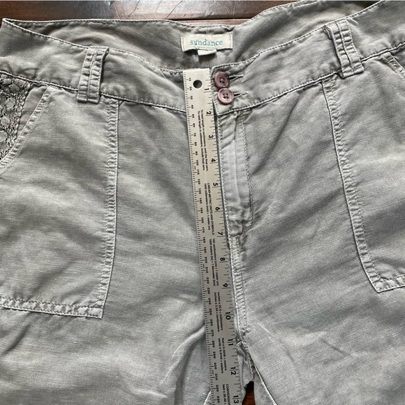 Sundance Organia Lace Trim Linen blend Roll-up Pants Grey size 14 - Picture 10 of 14